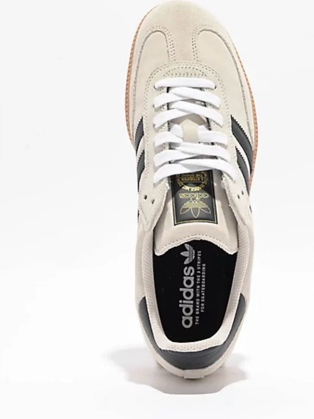 adidas Cream Suede Sambas Sneakers with Black Stripes